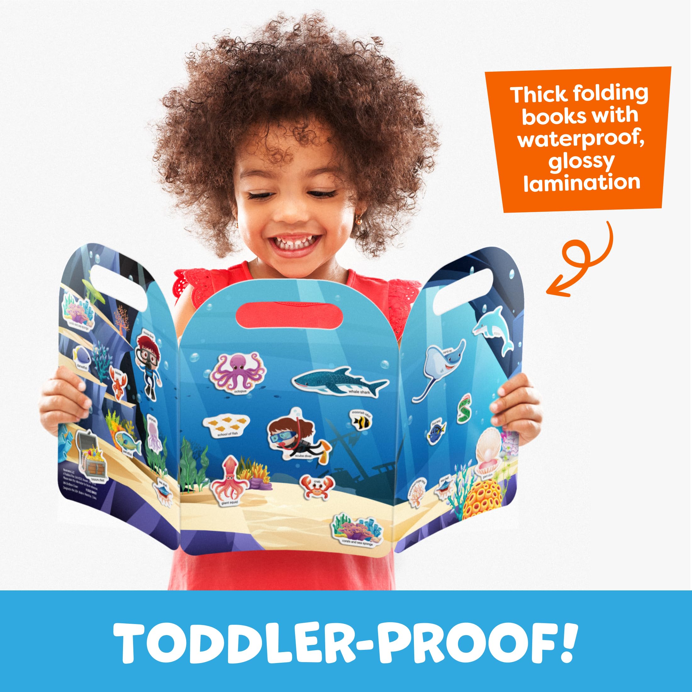 Momo & Nashi Reusable Sticker Books for Toddlers 1-3 (3 Themes, 100+ Stickers) - Portable Travel Activity