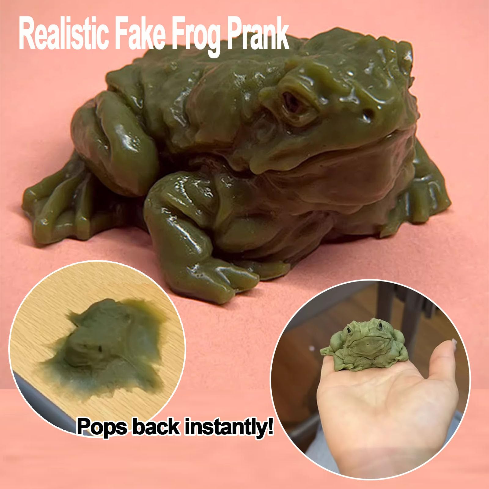 Momoliya Realistic Fake Frog Prank – Cold & Slimy TPR Gag Toy, Stress Relief, Life-Size Green Frog