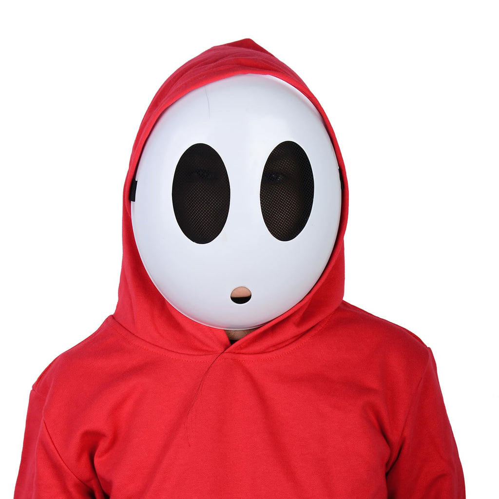 Monisorly White Shy Guy Full Face Mask – PVC Cosplay Prop for Halloween & Carnivals