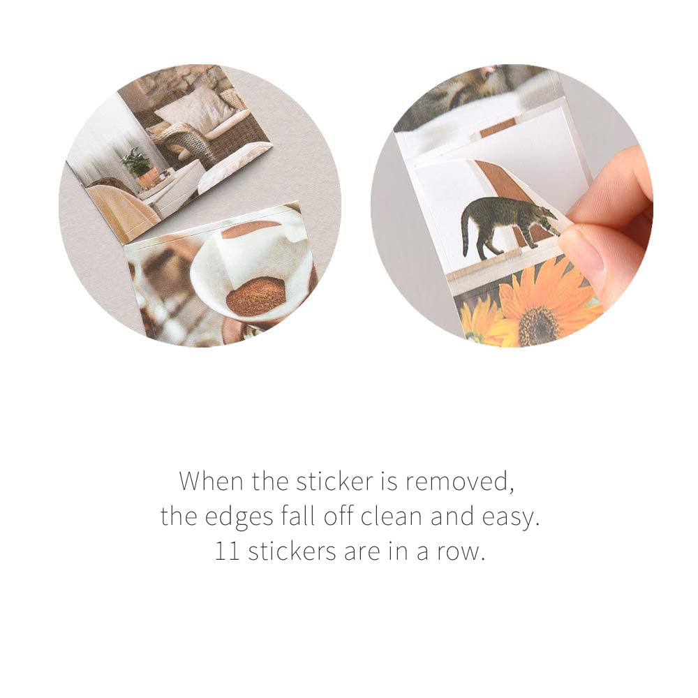 Monolike Wow Sticker Serenity + Mellow Set – 6 Mini Cute Square Stickers (2 Designs) for Scrapbooking, Waterproof