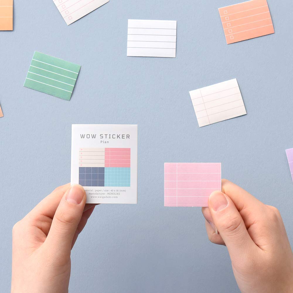 Monolike Wow Sticker Set (Plan ver.1 + ver.2): 6 Mini Square Paper Stickers in Box