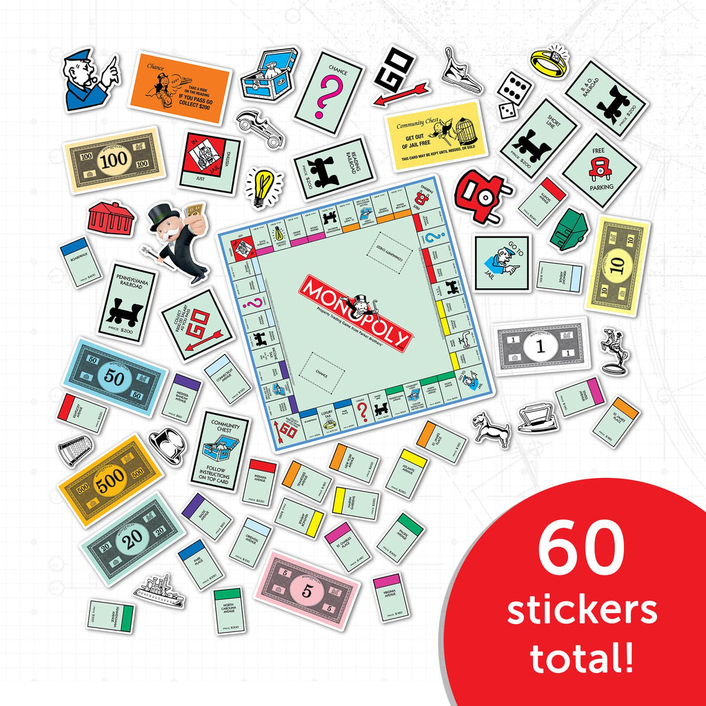 Monopoly 60 Sticker Pack (2 Decals) – Officially Licensed Vinyl, Fade-Resistant, Made in USA