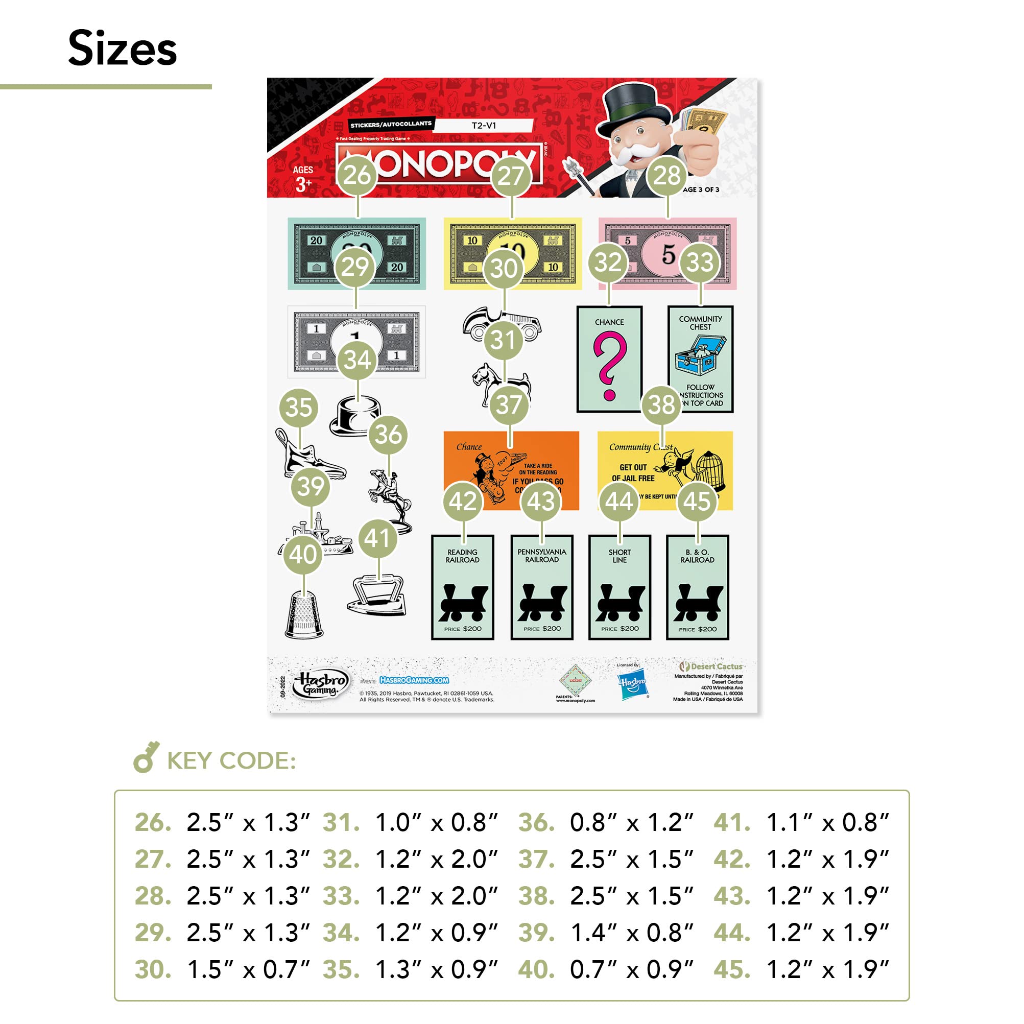 Monopoly 60 Sticker Pack (2 Decals) – Officially Licensed Vinyl, Fade-Resistant, Made in USA