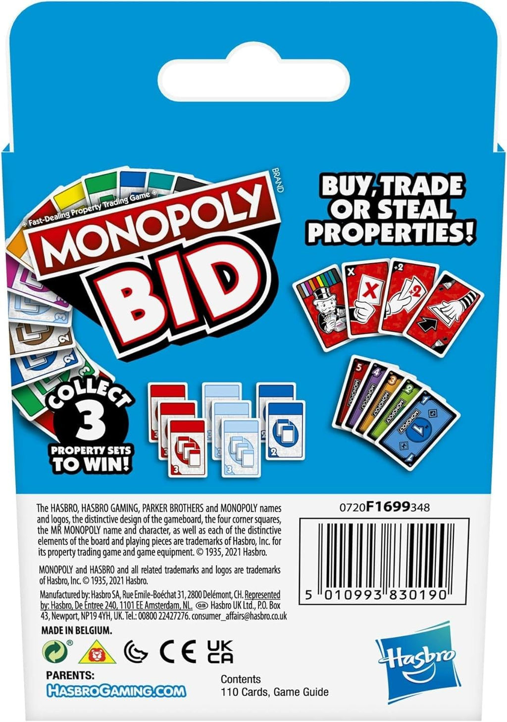 Monopoly Bid – Fast-Paced Auction Card Game for 4 Players, Ages 7+