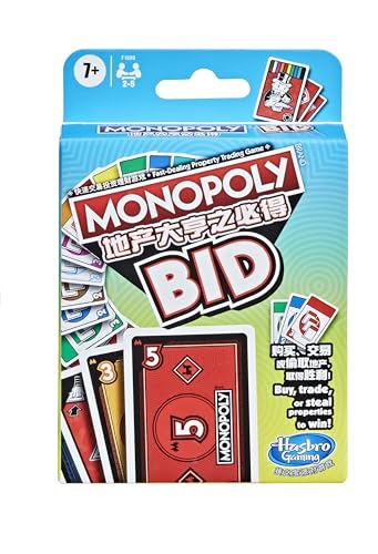 Monopoly Bid – Fast-Paced Auction Card Game for 4 Players, Ages 7+
