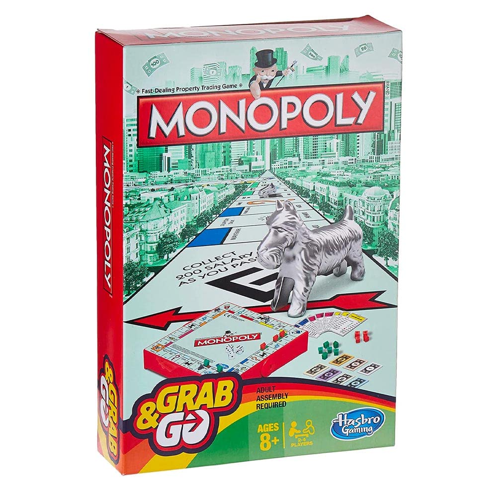 Monopoly Grab & Go: Portable Classic Board Game for Travel