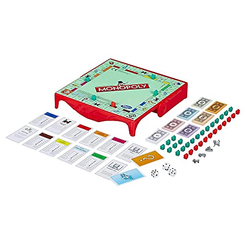 Monopoly Grab & Go: Portable Classic Board Game for Travel