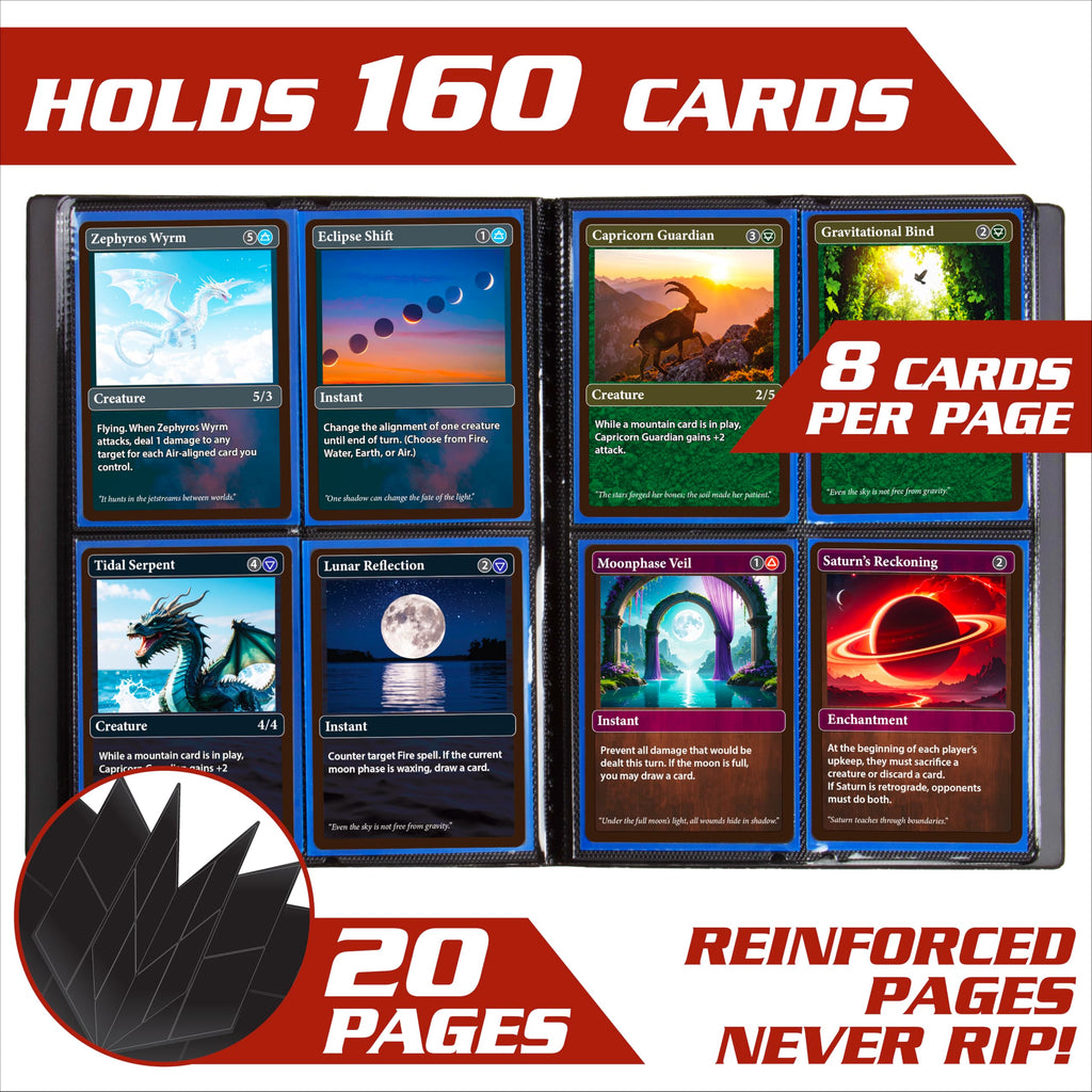 Monster 4 Pocket Trading Card Album - Matte Red, Holds 160 Cards, Side-Loading Pockets | Compatible with Pokemon Yugioh MTG