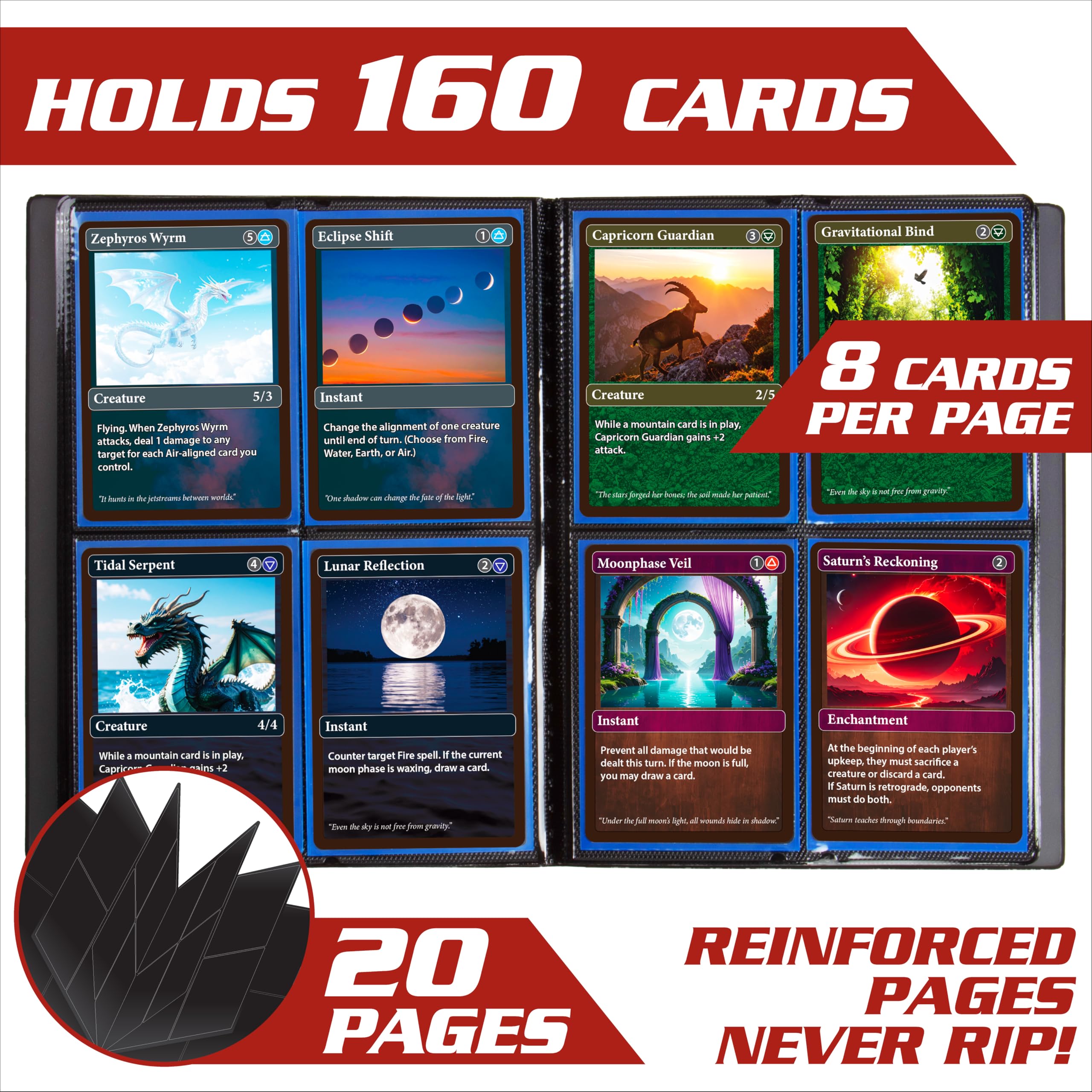 Monster 4 Pocket Trading Card Album - Matte Red, Holds 160 Cards, Side-Loading Pockets | Compatible with Pokemon Yugioh MTG