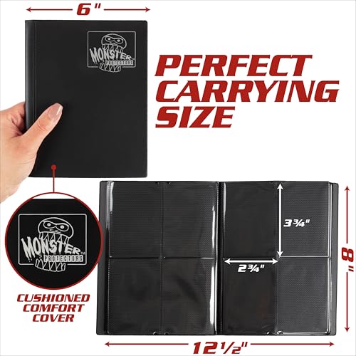 Monster 4 Pocket Trading Card Binder - Holofoil Black: Anti-Theft, Side-Loading, Holds 160 Cards