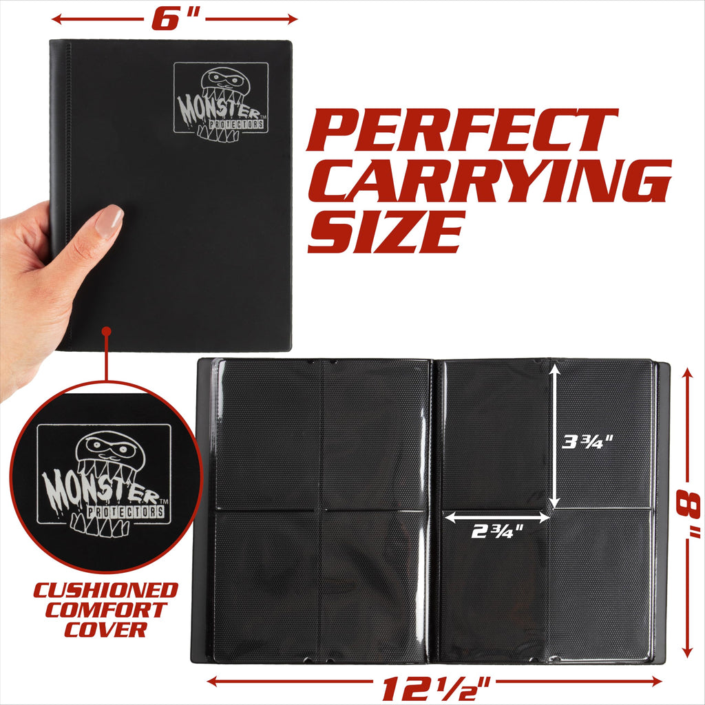 Monster 4 Pocket Trading Card Binder - Holofoil Black: Anti-Theft, Side-Loading, Holds 160 Cards