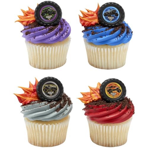 Monster Jam Cupcake Rings - 24 Pack of Monster Truck Toppers by DecoPac