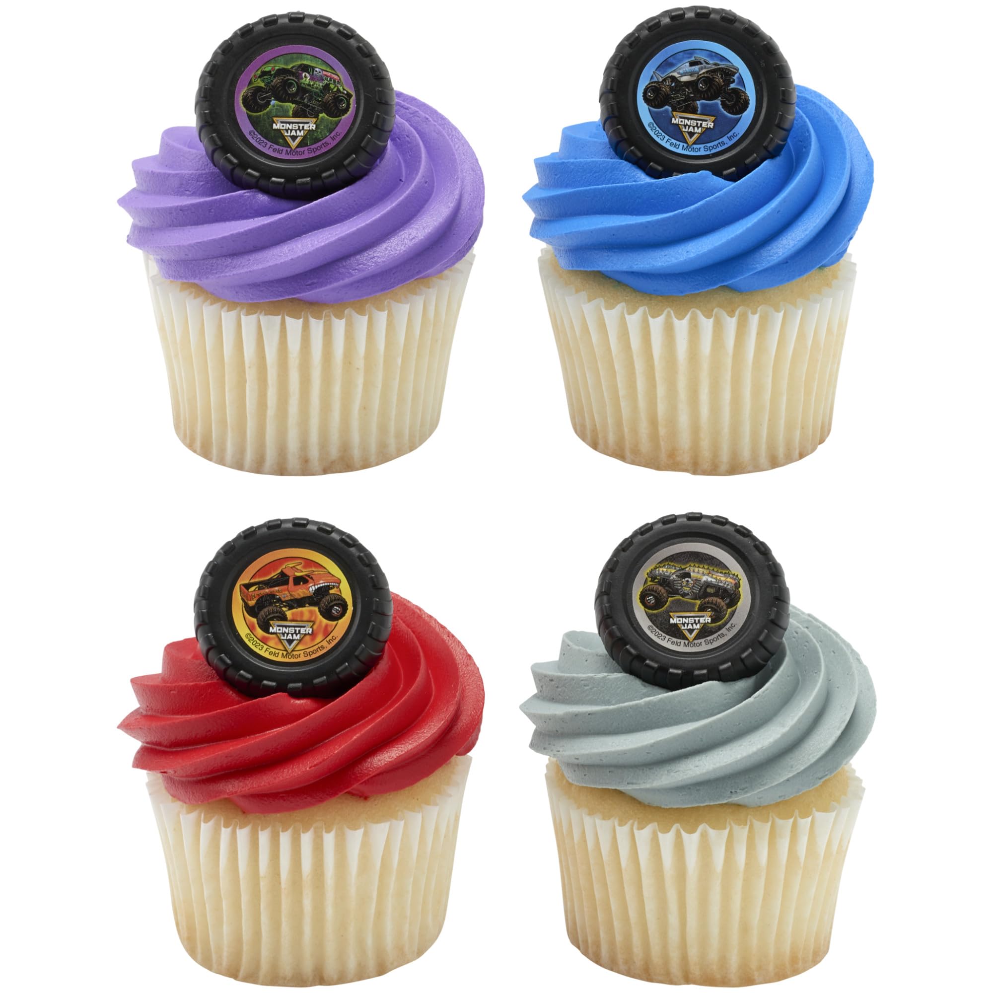Monster Jam Cupcake Rings - 24 Pack of Monster Truck Toppers by DecoPac