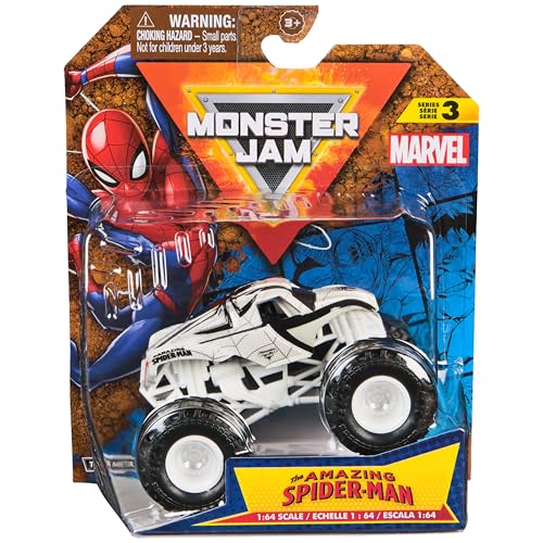 Monster Jam Marvel Spider-Man 1:64 Scale Die-Cast Monster Truck Toy for Kids Ages 3 and Up