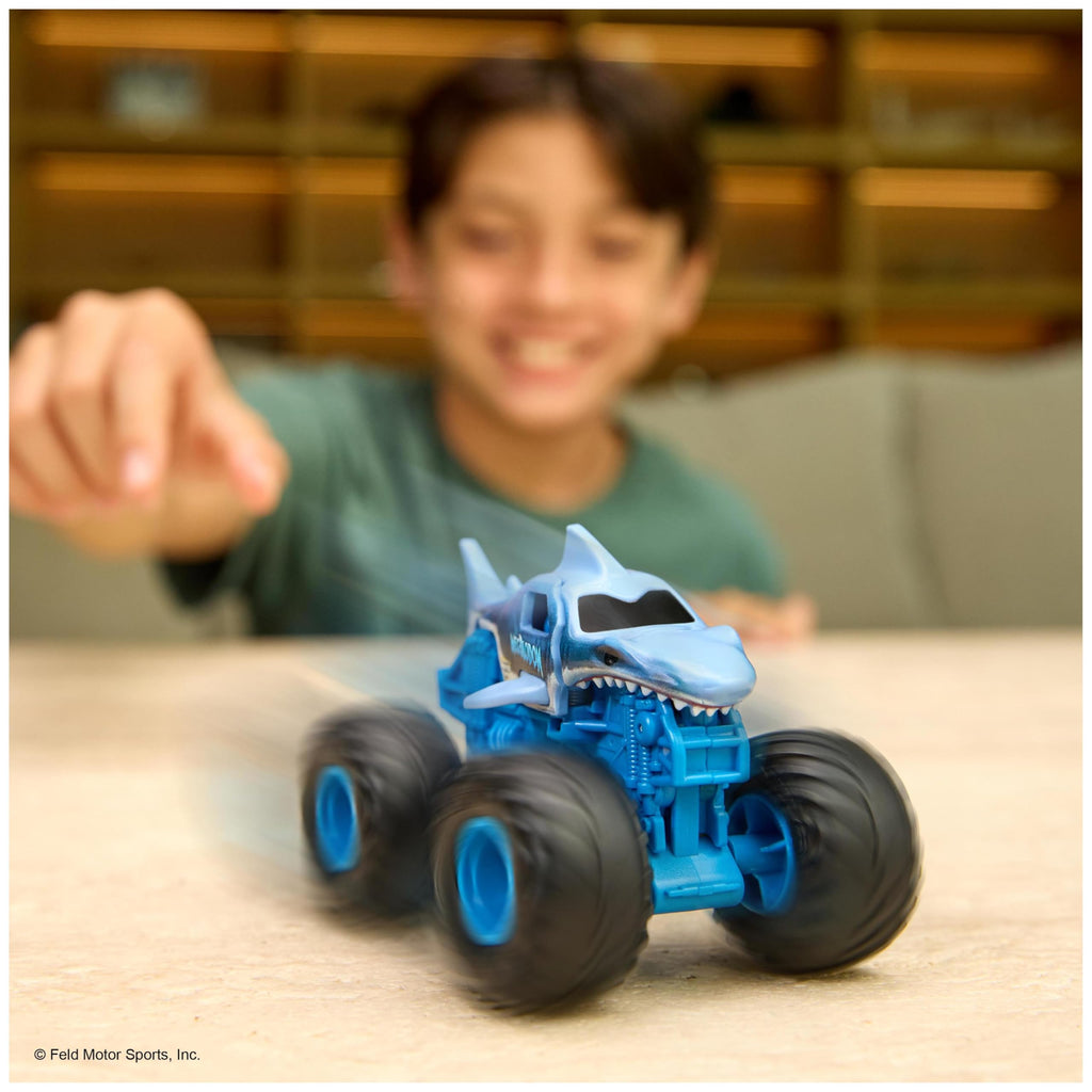 Monster Jam Smash & Bash Megalodon – 1:64 Die Cast Repairable Monster Truck for Kids Ages 3+