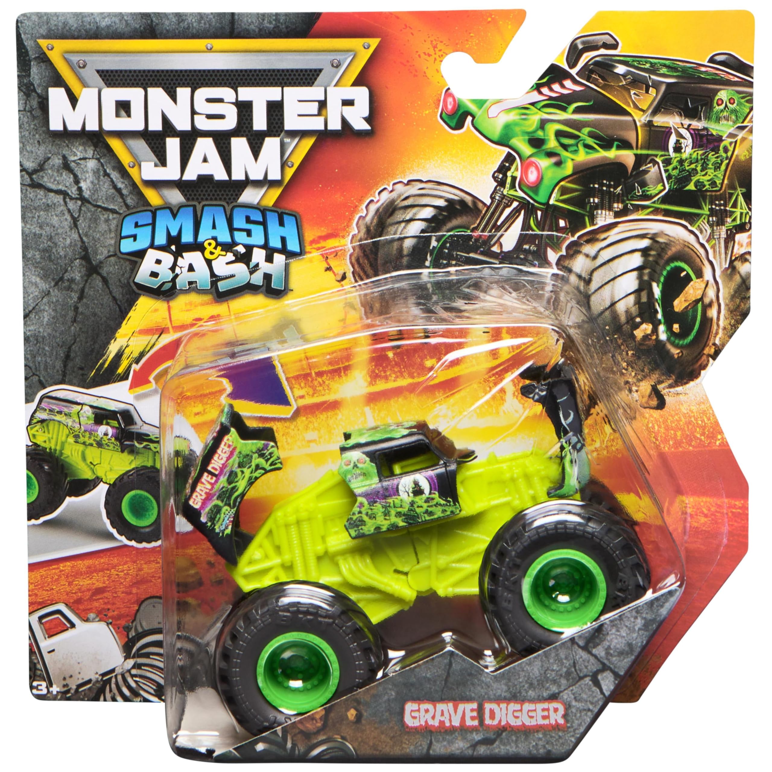 Monster Jam Smash & Bash Megalodon – 1:64 Die Cast Repairable Monster Truck for Kids Ages 3+