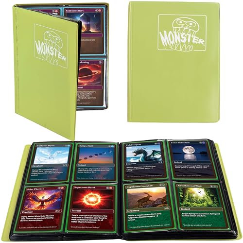 Monster Protectors 4-Pocket Trading Card Binder – Matte Yellow, Holds 160 Cards, Side-Loading Pockets