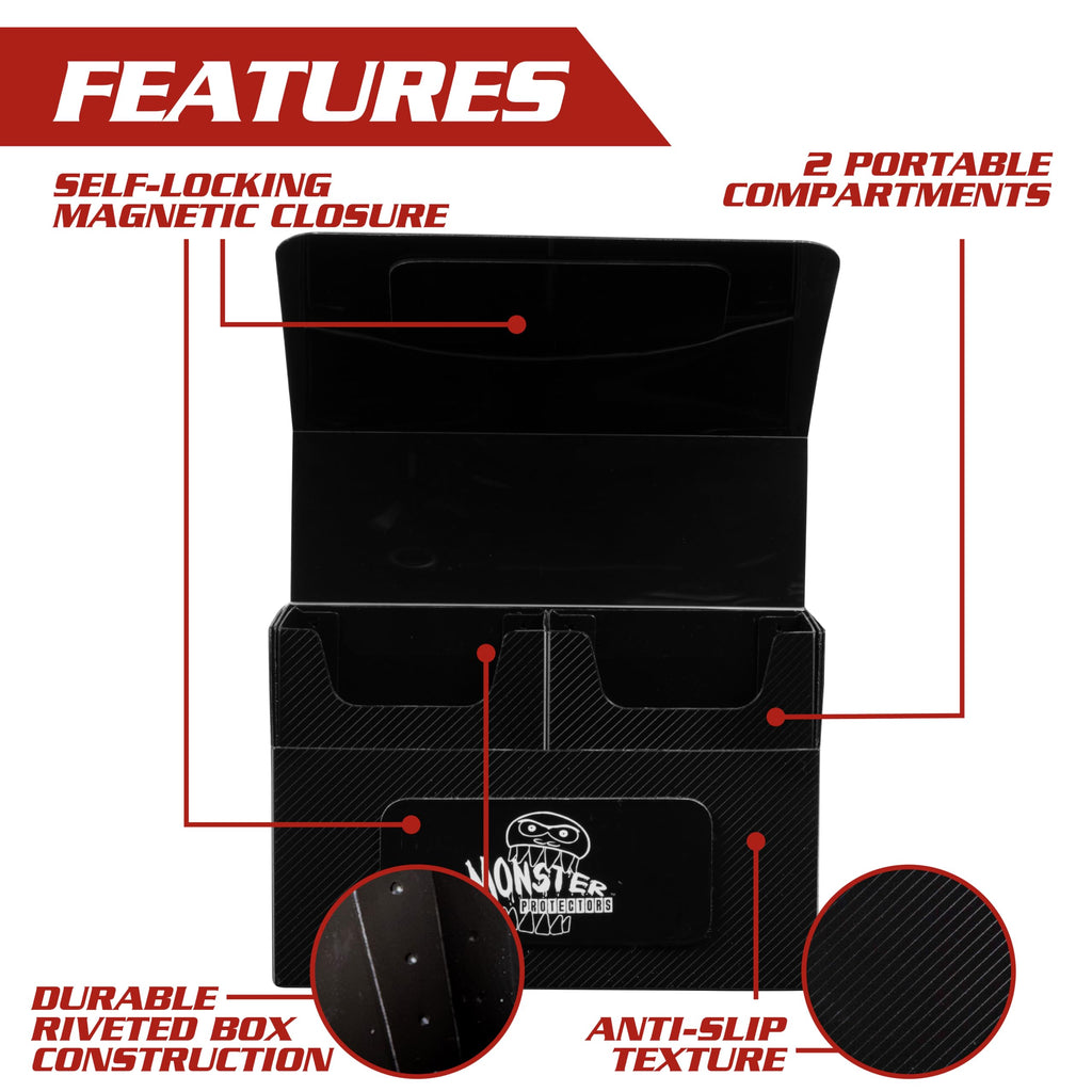 Monster Protectors Blue Magnetic Double Deck Box: Holds 150 Cards for MTG, Pokémon, Yu-Gi-Oh