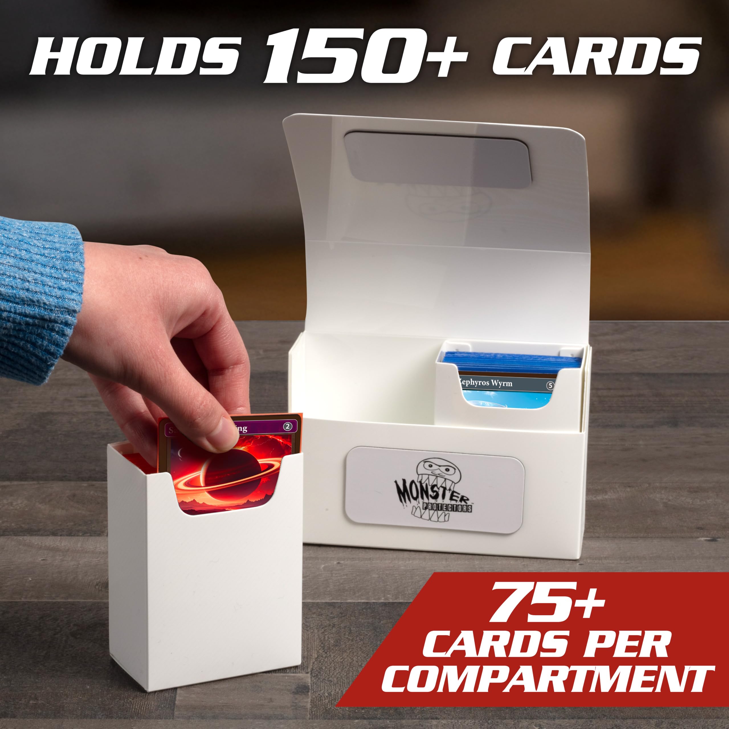 Monster Protectors Green Magnetic Double Deck Box – Holds 150 TCG Cards