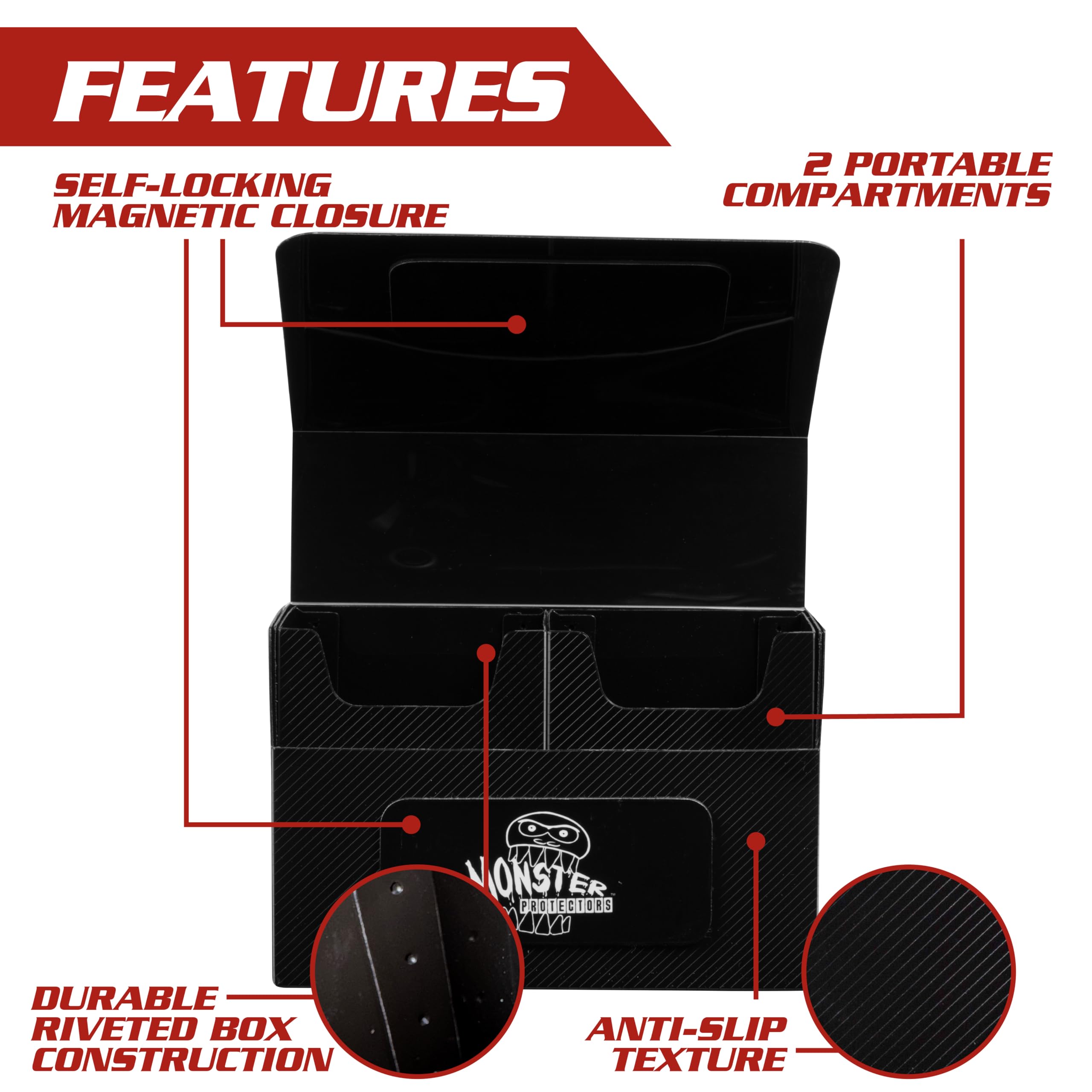 Monster Protectors Green Magnetic Double Deck Box – Holds 150 TCG Cards