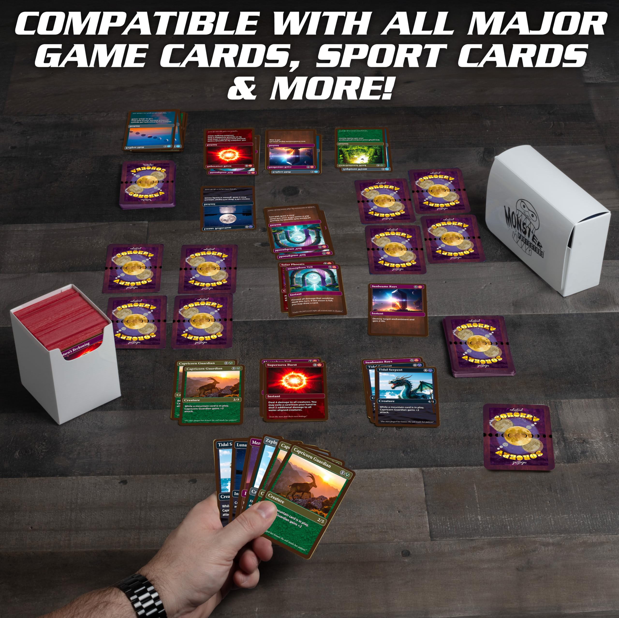 Monster Protectors Green Magnetic Double Deck Box – Holds 150 TCG Cards