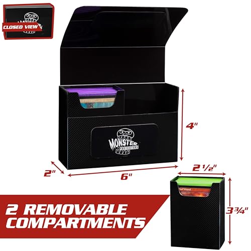Monster Protectors Red Magnetic Double Deck Box – Holds 150 TCG Cards, Self-Locking Closure