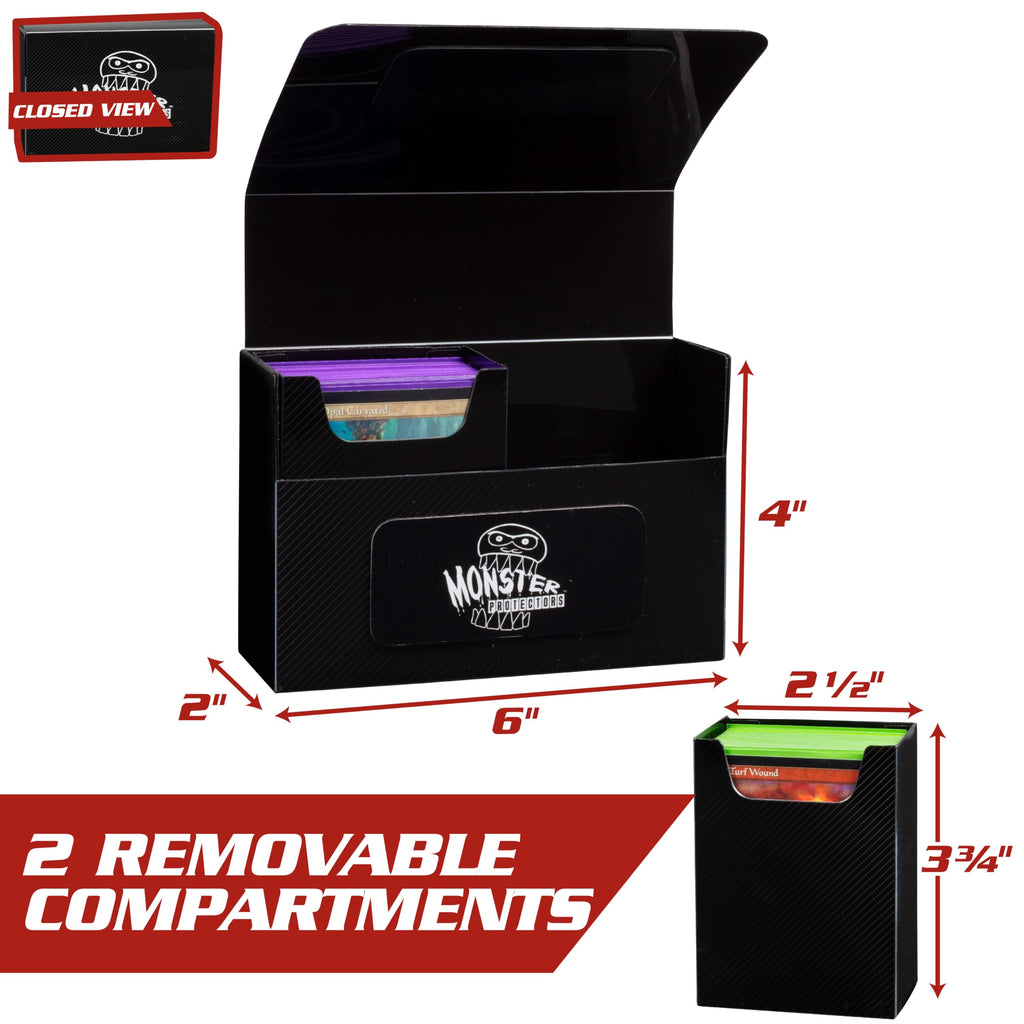Monster Protectors Red Magnetic Double Deck Box – Holds 150 TCG Cards, Self-Locking Closure