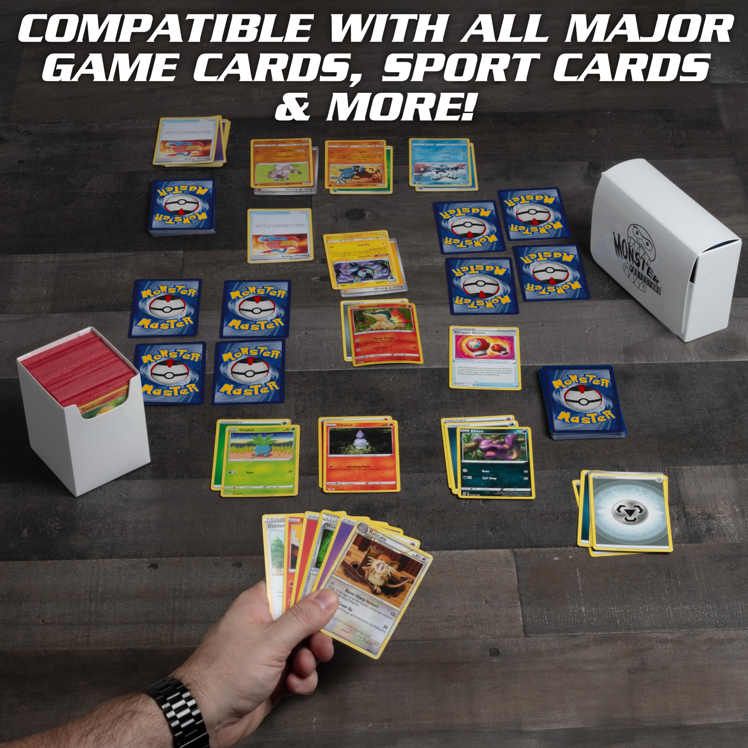 Monster Protectors Red Magnetic Double Deck Box – Holds 150 TCG Cards, Self-Locking Closure