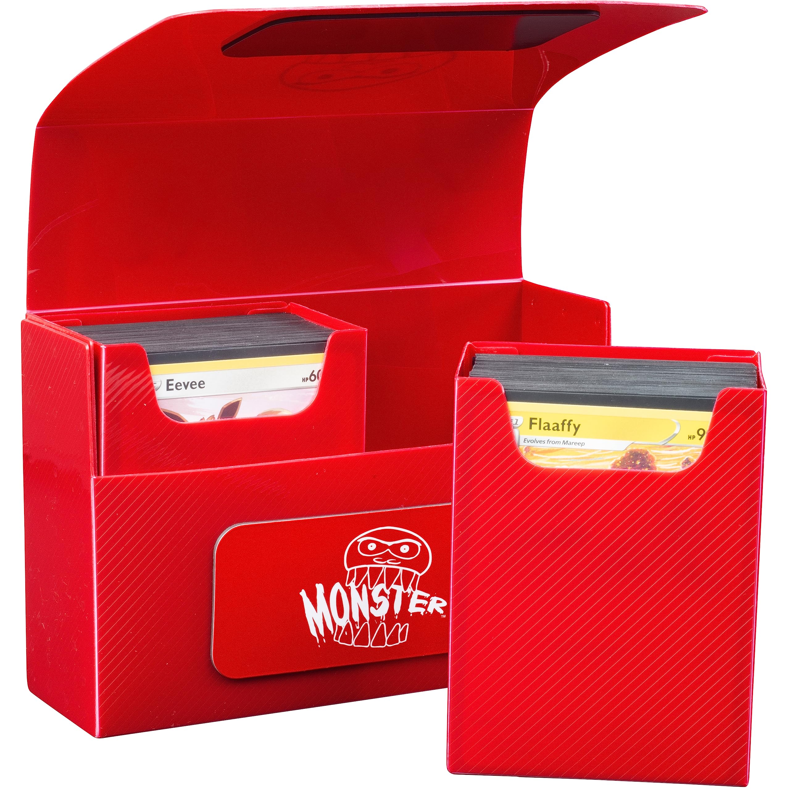 Monster Protectors Red Magnetic Double Deck Box – Holds 150 TCG Cards, Self-Locking Closure