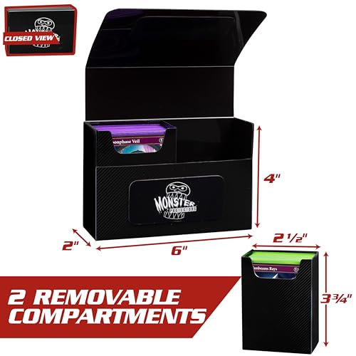 Monster Protectors Yellow Magnetic Double Deck Box – Holds 150 Standard TCG Cards