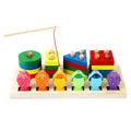 Montessori Wooden Sorting & Stacking Toy – Shape Sorter with Fishing Game for Toddlers 1-3
