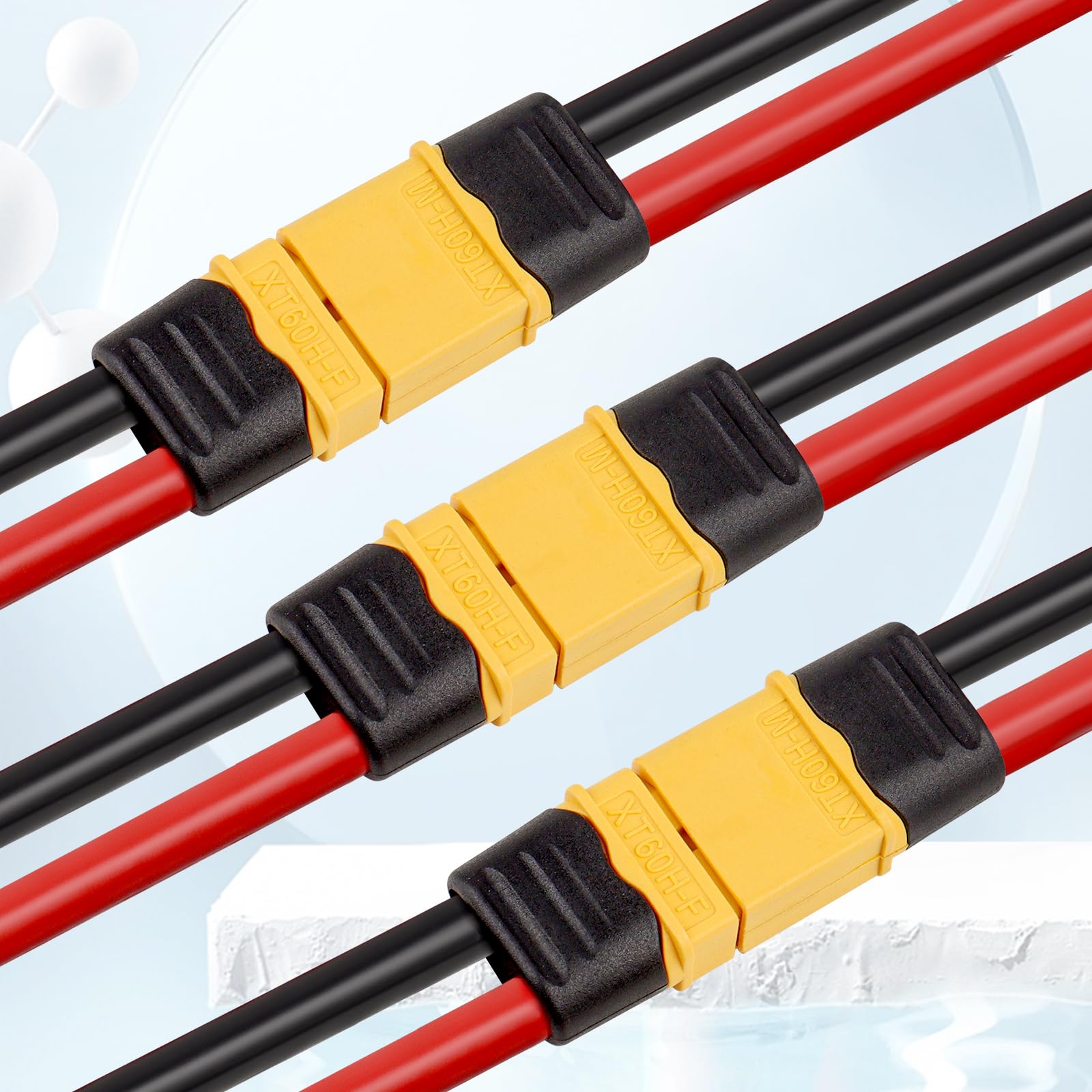 MOOKEERF 3 Pairs XT60 Male Female Connectors with 10AWG Wire 55mm for RC Battery Drone