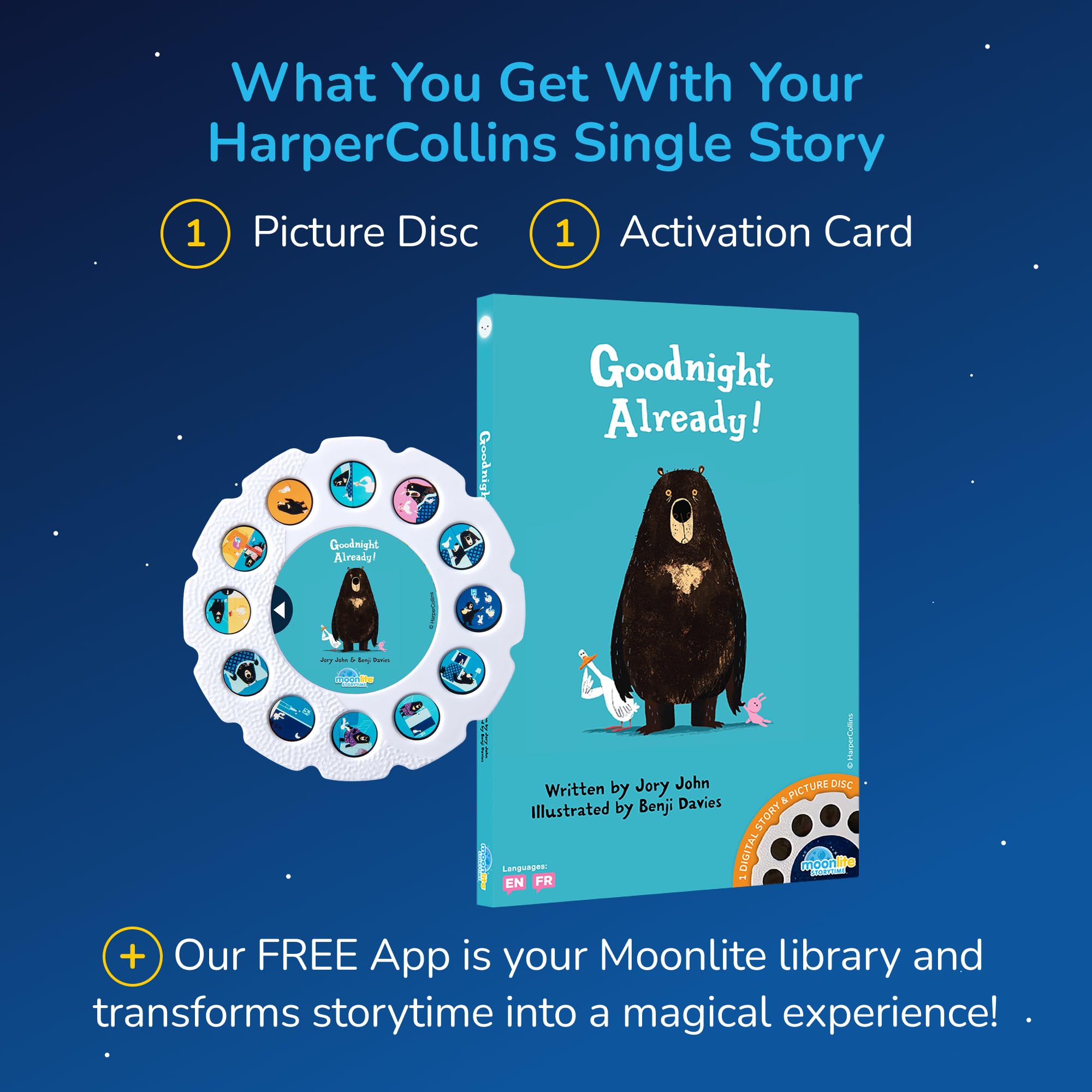 Moonlite Goodnight Already! Story Disc – Bedtime Projection for Ages 1-4