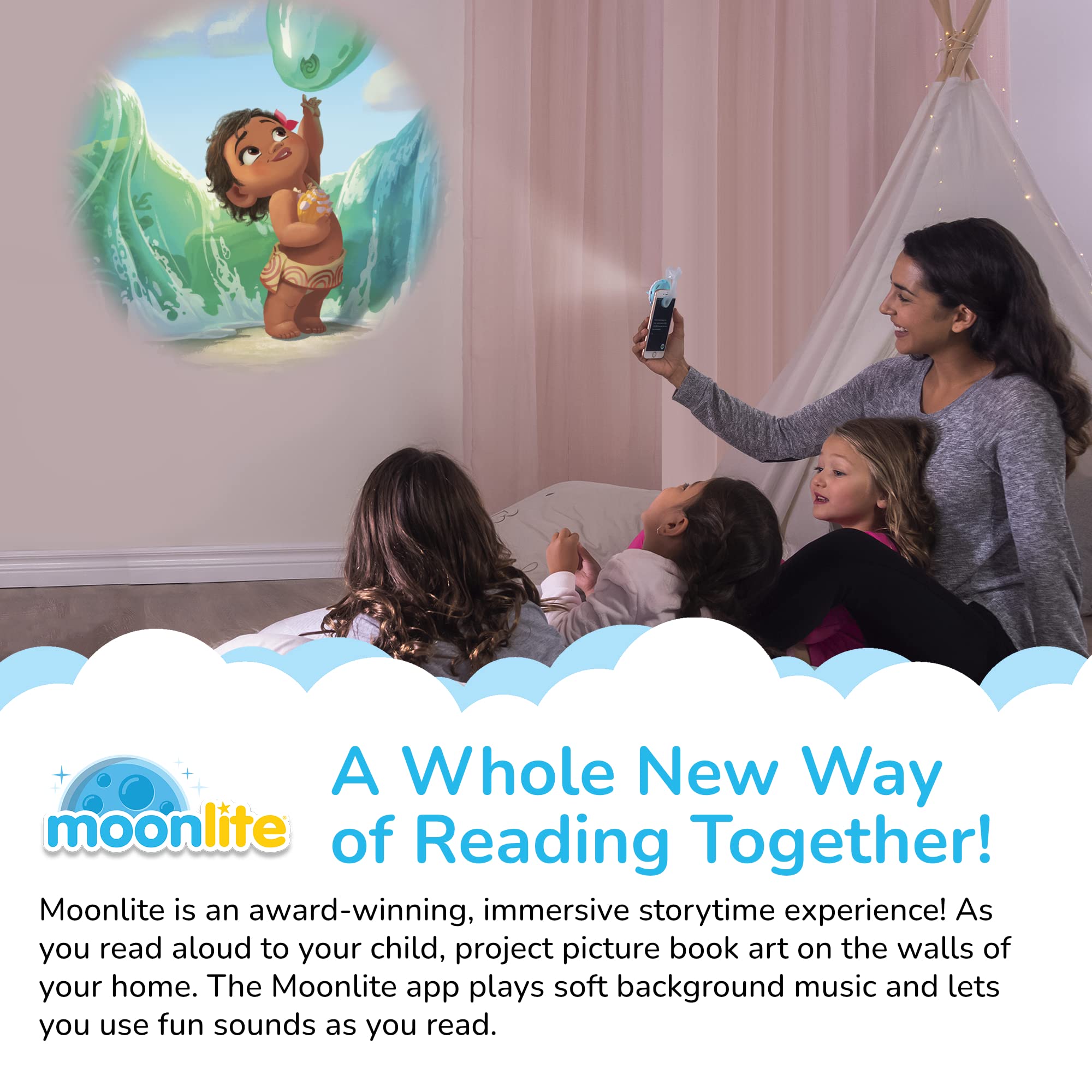 Moonlite Moana Story Disc – Interactive Bedtime Story with Sound Effects for Ages 3-6