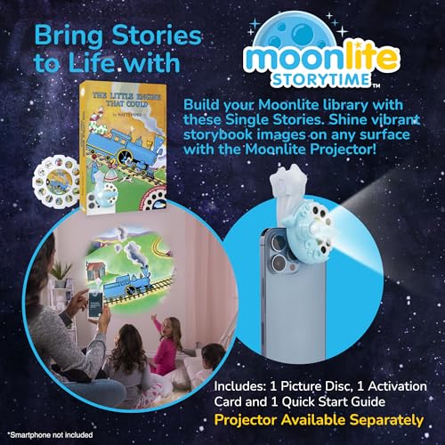 Moonlite The Little Engine That Could Story Disc – Projector Required – Interactive Bedtime Story with App Sound Effects for Ages 1+