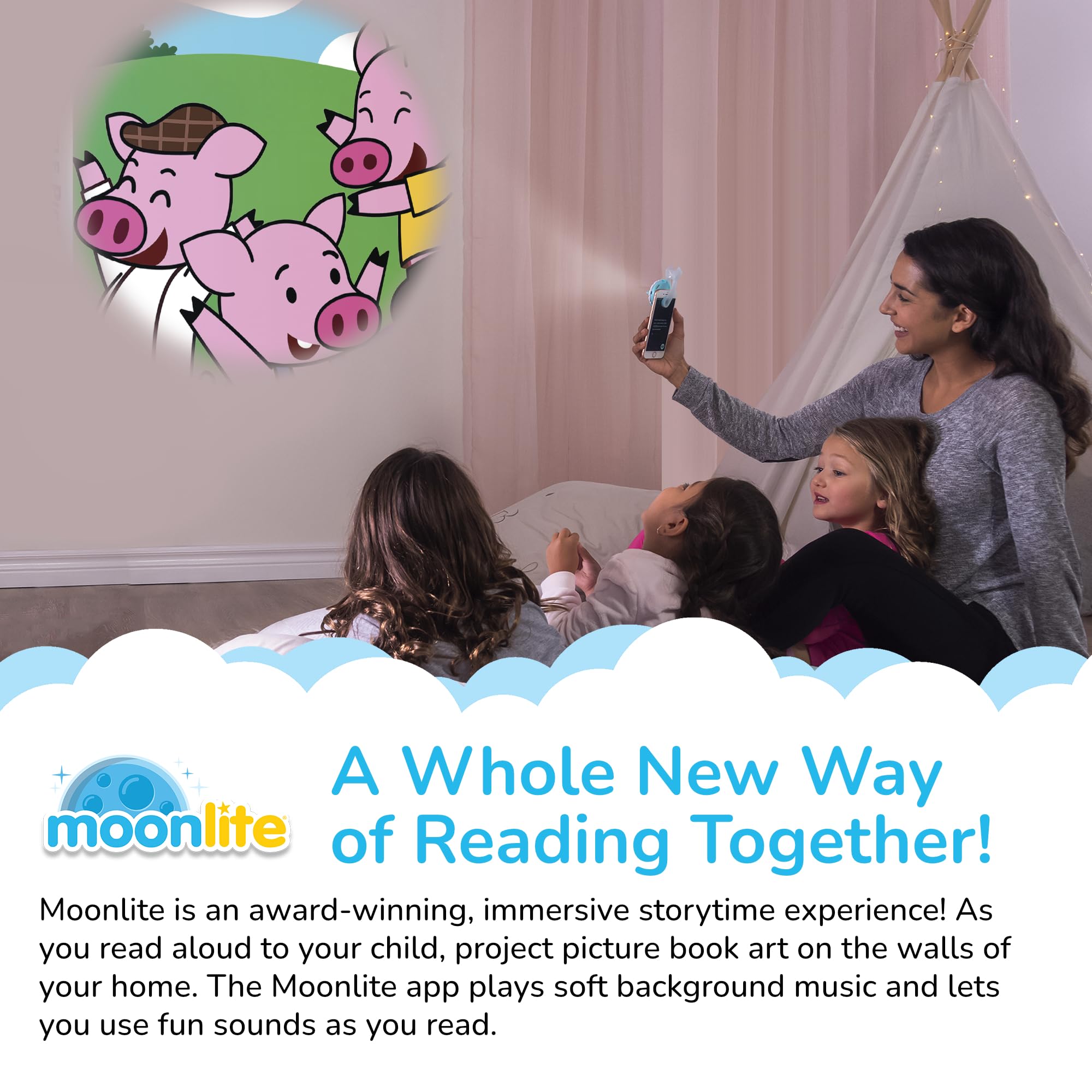 Moonlite The Three Little Pigs Story Reel - Single Pack for Smartphone Projector (Ages 12+ Months)
