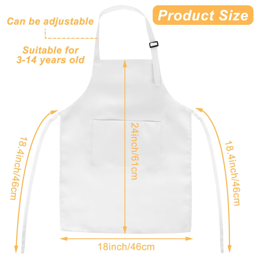 Morcheiong 8-Pack Adjustable Kids Aprons with Pockets for Painting, Baking, and Crafts