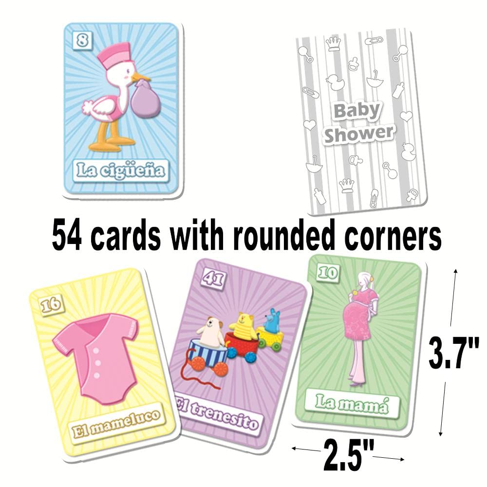 More Fiesta Baby Shower Bingo Game in Spanish – 20 Boards, 54 Cards for 20 Players