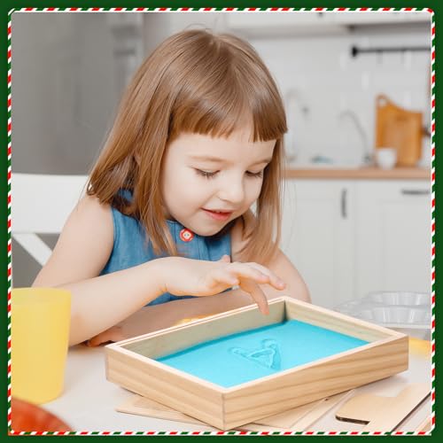MORITECK Montessori Sand Tray for Kids – Beech Wood Writing Practice Tray with Lid (8.9x7.1 inches)