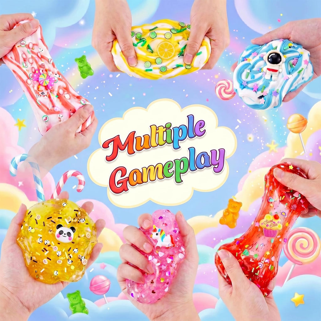 MOSHRERUHUA 9 Pack Axolotl Slime Kit: 3 Jelly Cube, 3 Cloud, 3 Butter Slimes - Stretchy, Soft, Non-Sticky - Safe for Kids Ages 3+