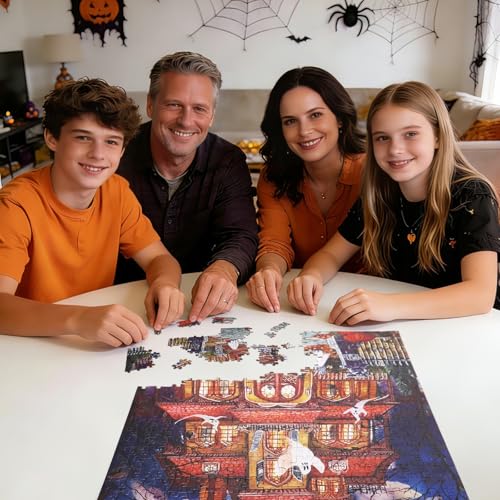 Motiloo 500 Piece Halloween Fright Night Jigsaw Puzzle for Adults – 14x20 Inches with Bonus Poster