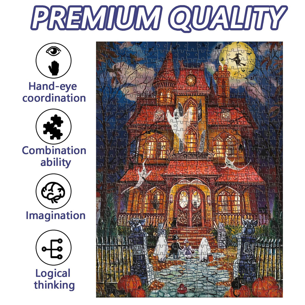 Motiloo 500 Piece Halloween Fright Night Jigsaw Puzzle for Adults – 14x20 Inches with Bonus Poster