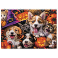 Motiloo 500 Piece Halloween Pet Jigsaw Puzzle – Cute Dogs & Cats Carnival Scene, Numbered Pieces