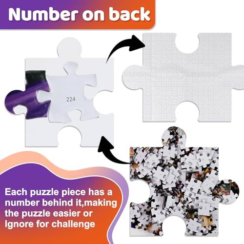 Motiloo 500 Piece Halloween Pet Jigsaw Puzzle – Cute Dogs & Cats Carnival Scene, Numbered Pieces