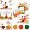 Motipuns 30-Piece Thanksgiving Handprint Craft Kit with 3 Large Ink Pads – Turkey Greeting Cards for Fall Holiday Activities