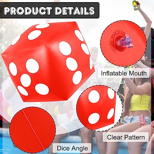 Mototo 4-Piece Jumbo Inflatable Dice Set – 12.6 Inch Large Dice for Outdoor Games, Pool Parties, and Family Fun (White, Black, Blue, Red)