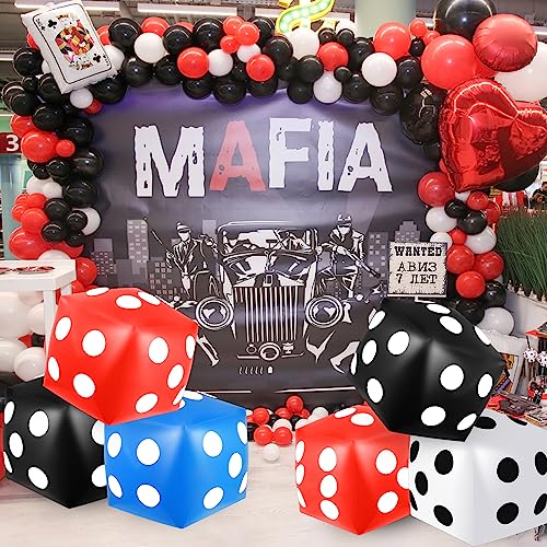 Mototo 4-Piece Jumbo Inflatable Dice Set – 12.6 Inch Large Dice for Outdoor Games, Pool Parties, and Family Fun (White, Black, Blue, Red)