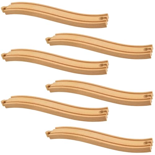 Mototo Ascending Wood Train Tracks Expansion – 6 Pack Compatible with Most Train Sets