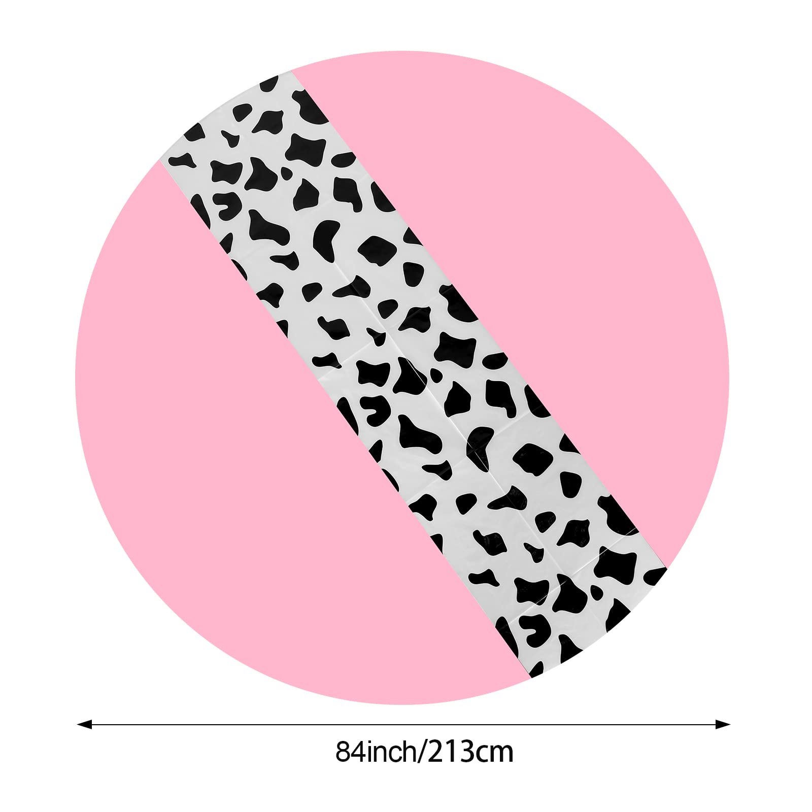 Moukeren 3-Pack Pink Cow Print Round Plastic Tablecloths – 84 Inch Disposable Party Table Covers