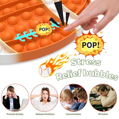 Mouom 4-Pack Pop Fidget Toys - Sports Style Push Pop Sensory Toy Set for Stress Relief, Party Favors & Classroom Prizes